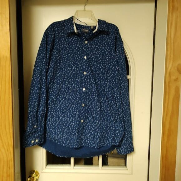 New Van Heusen Slim Fit Navy Blue  Long Sleeve Button Down Shirt Men's XXL - Picture 1 of 2